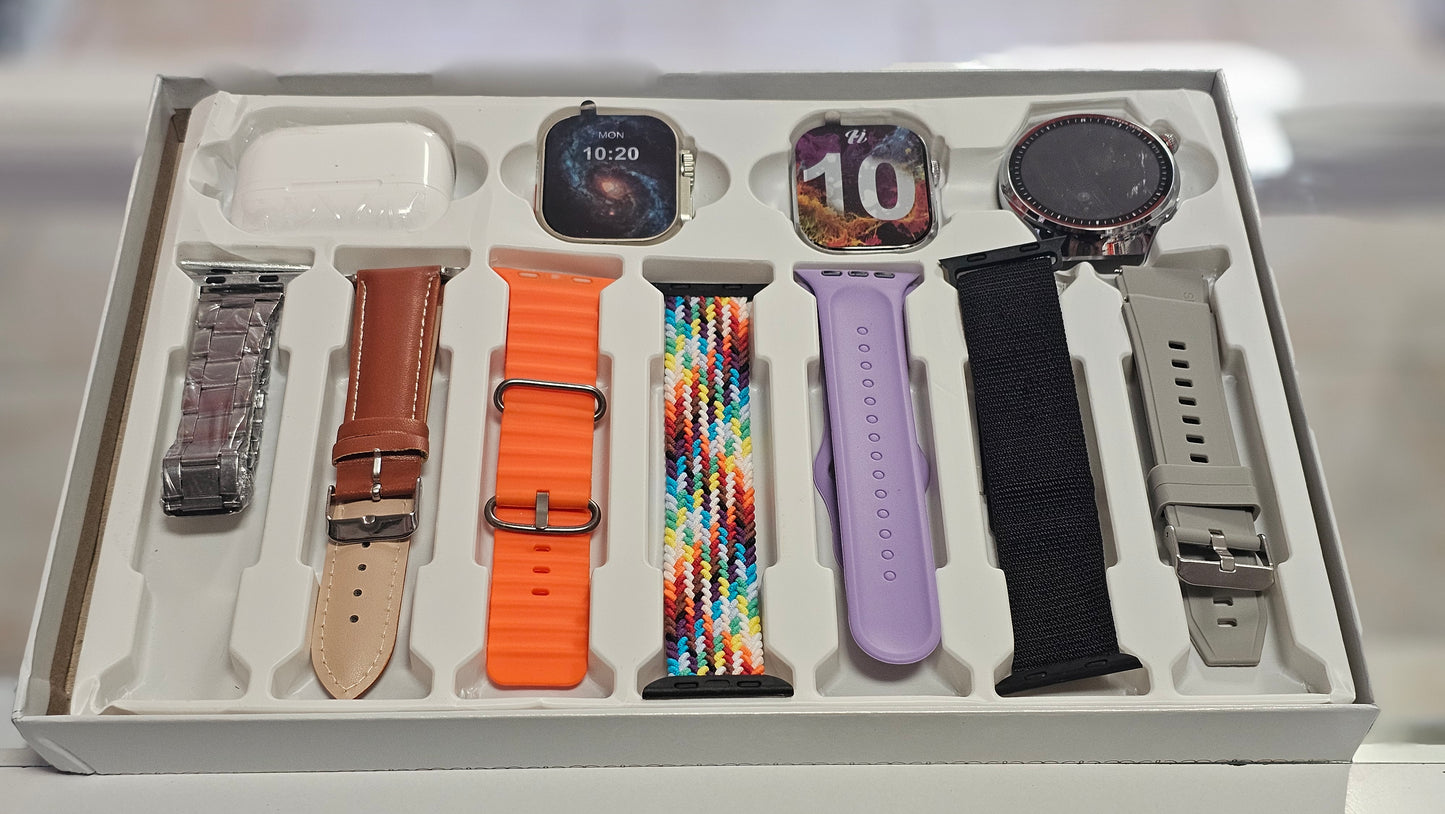 Combo de 3 Smartwatch+ Earphones+ 7 correas