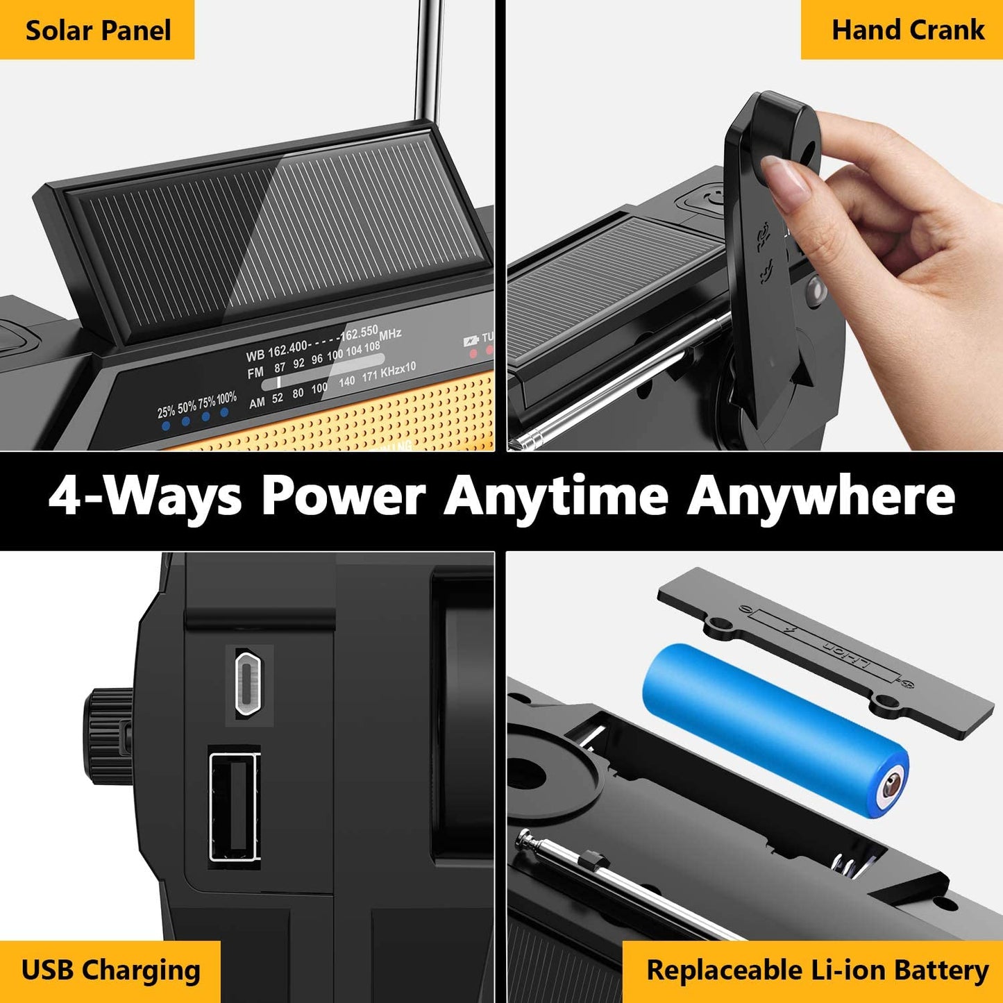 New Emergency solar + Crank ,NOAA Radio