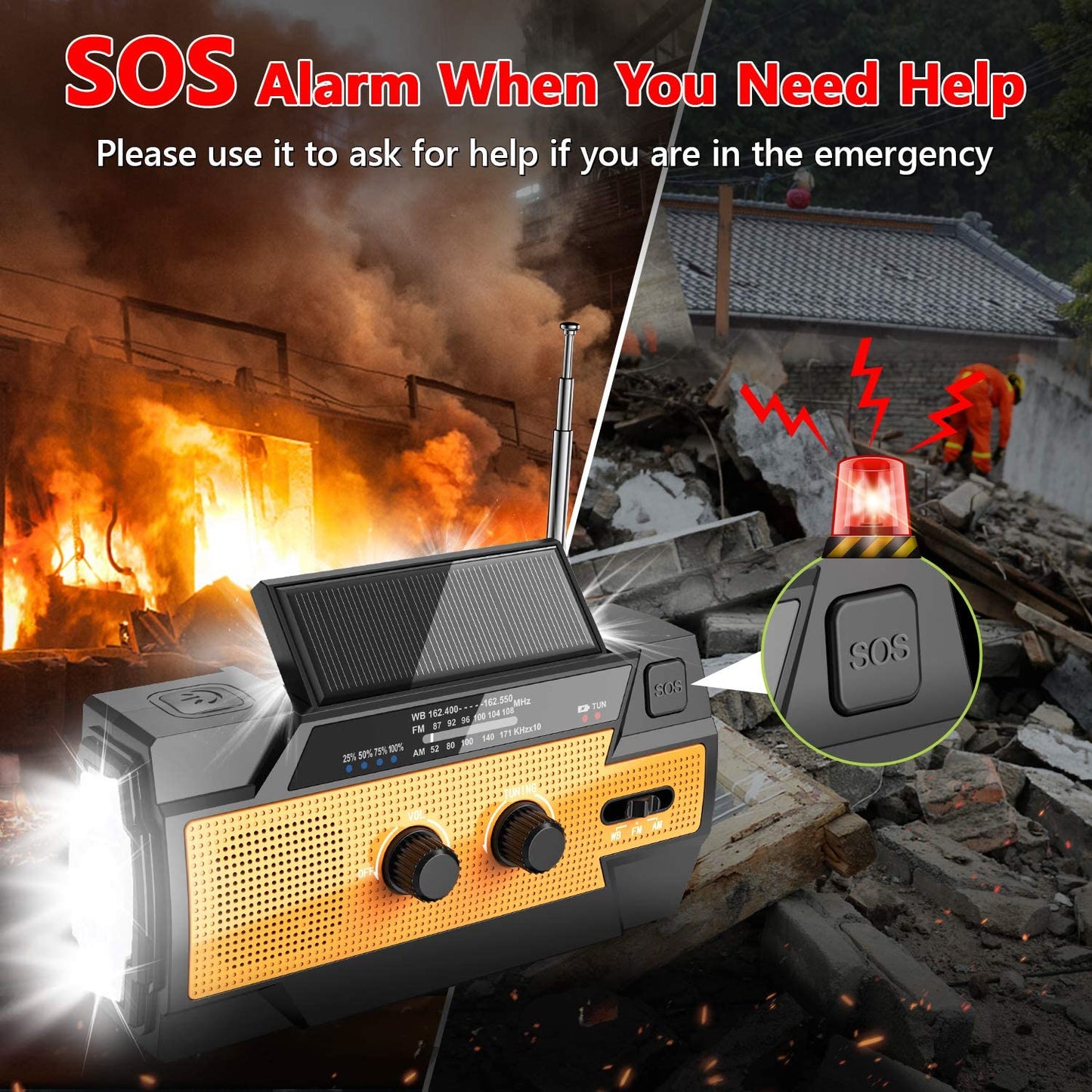 New Emergency solar + Crank ,NOAA Radio