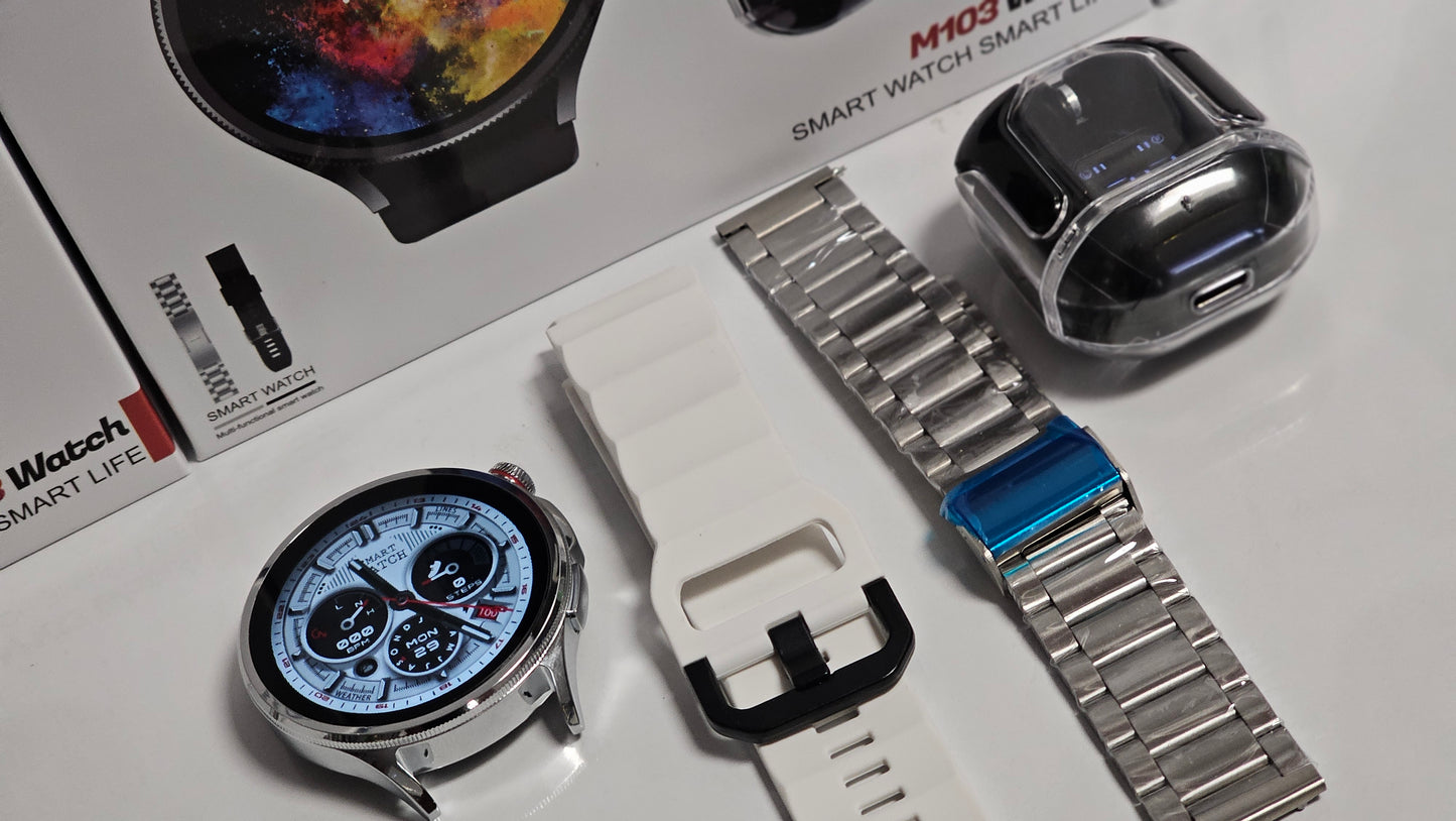 Smartwatch+ earphones+ 2 correas