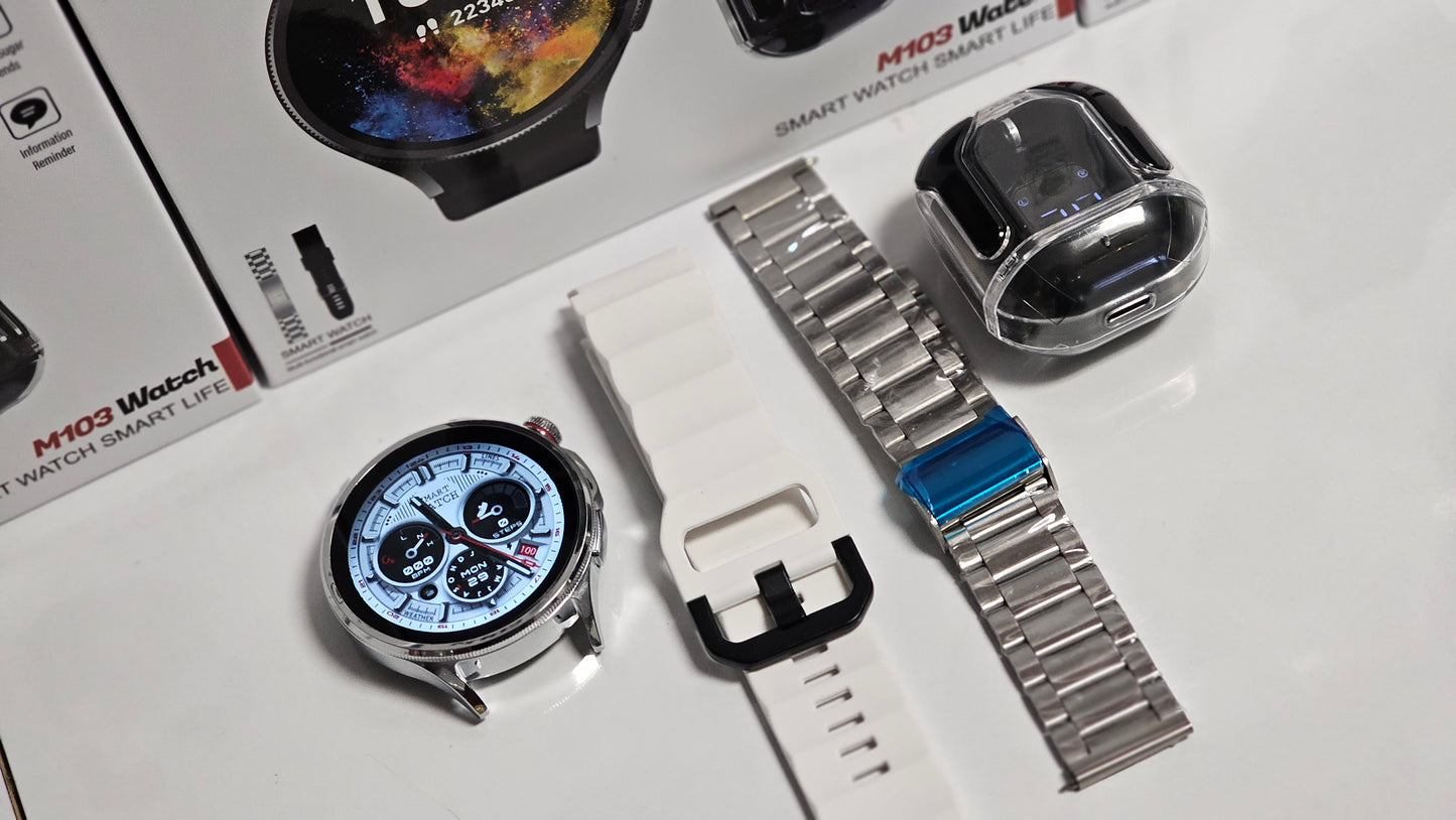 Smartwatch+ earphones+ 2 correas