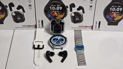 Smartwatch+ earphones+ 2 correas