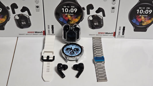 Smartwatch+ earphones+ 2 correas